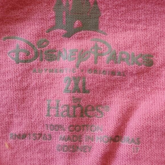 DISNEY PARKS 2XL pink Women's tee. 2018 Goos used condition. - Picture 6 of 6